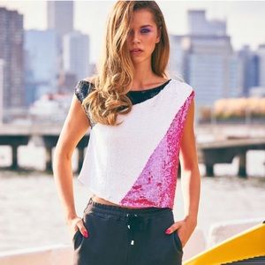 Retrofete Michelle Sequin Off-the-Shoulder Top